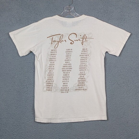 Taylor Swift Fearless Concert Tour Cream Light Yellow Womens Small 2009 Rare - Picture 7 of 8